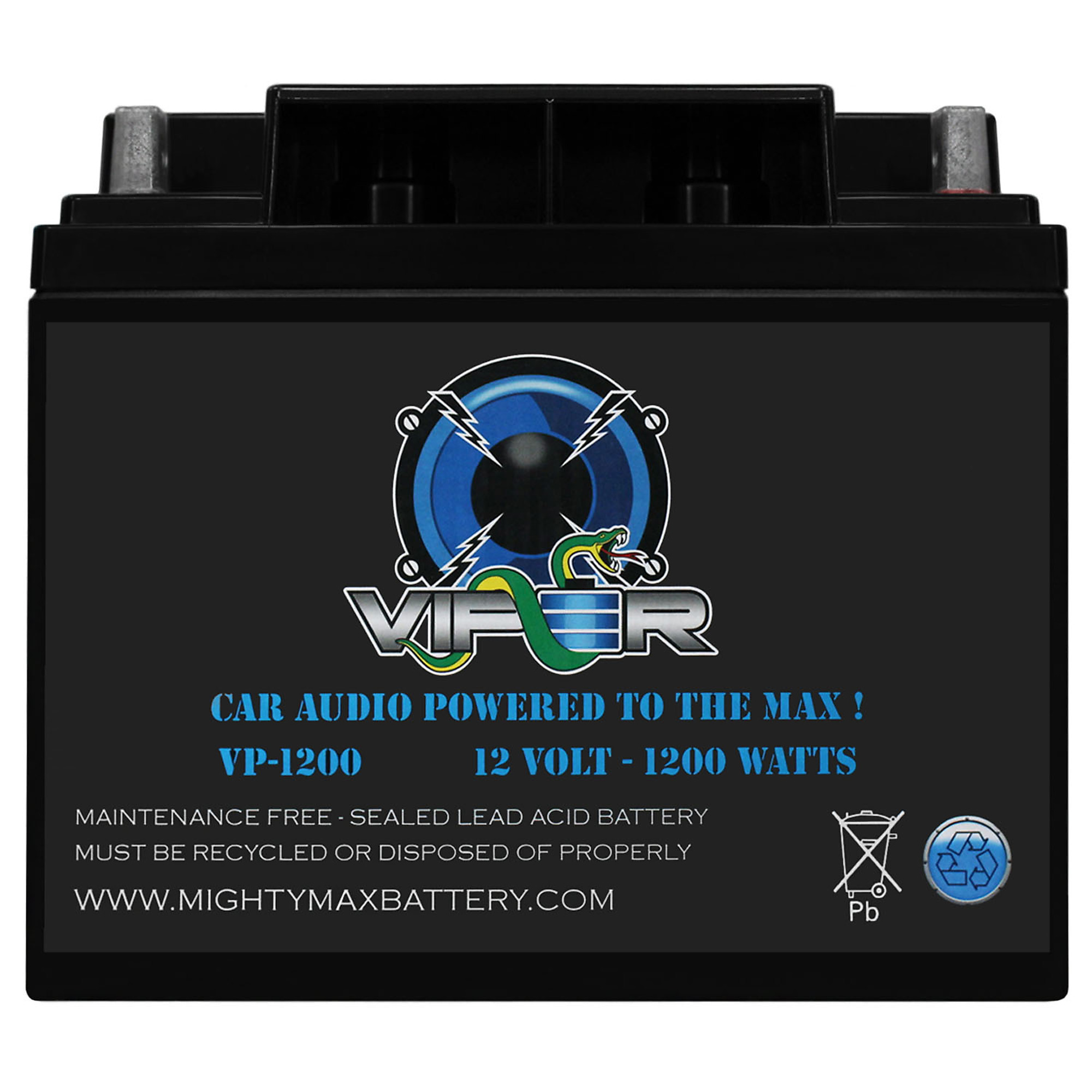Viper by Mighty Max 12 Volt Car Audio High Current Power Cell Battery — 50Ah, 1200 Watts, Nut and Bolt Terminal, Model# MAX3513191